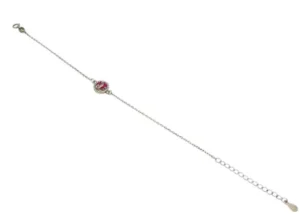 Ezüst karkötő pink cirkónia kövekkel díszítve